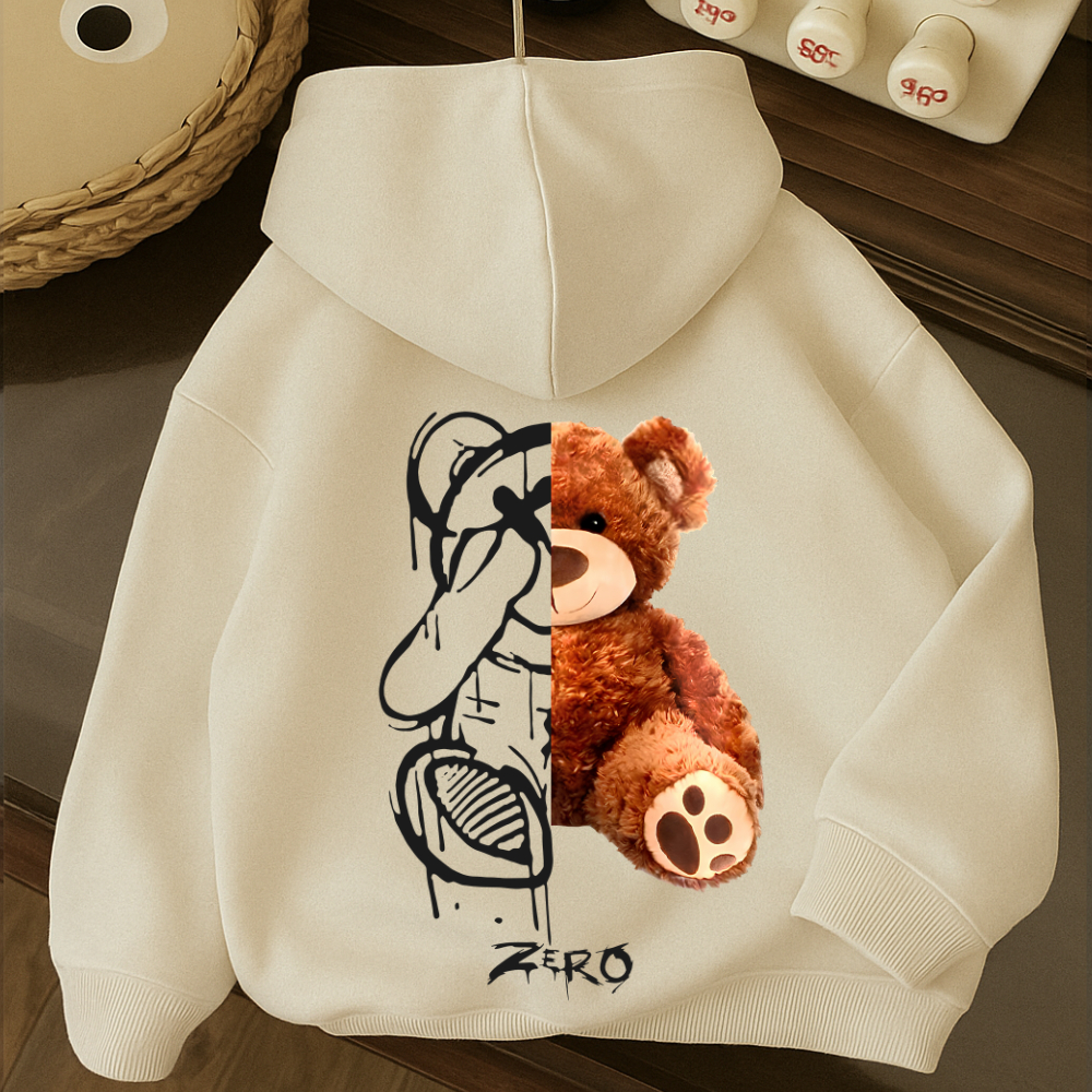 Moletom Infantil Algodão Premium Com Capuz e Bolsos Ursinho Zero  Várias Cores 2 aos 16 anos