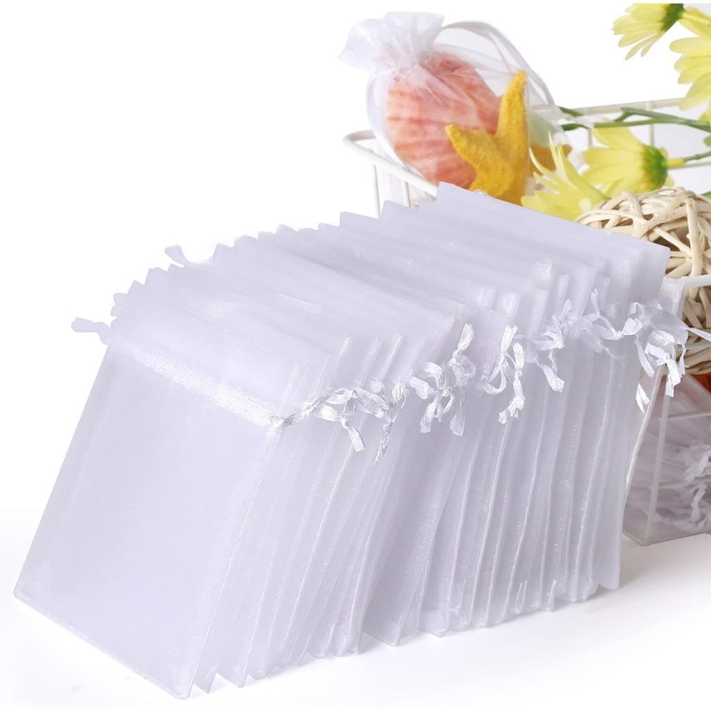 Kit 20/50/100 Unidades Saco Saquinho Organza Tule 7x9 9x12 10x15 Branco Preto Festa Casamento Eventos Comemorações