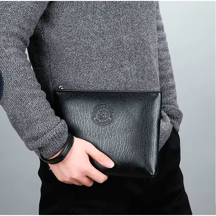 Bolsa De Mão Capanga Masculina Carteira Longa Com Alça Couro