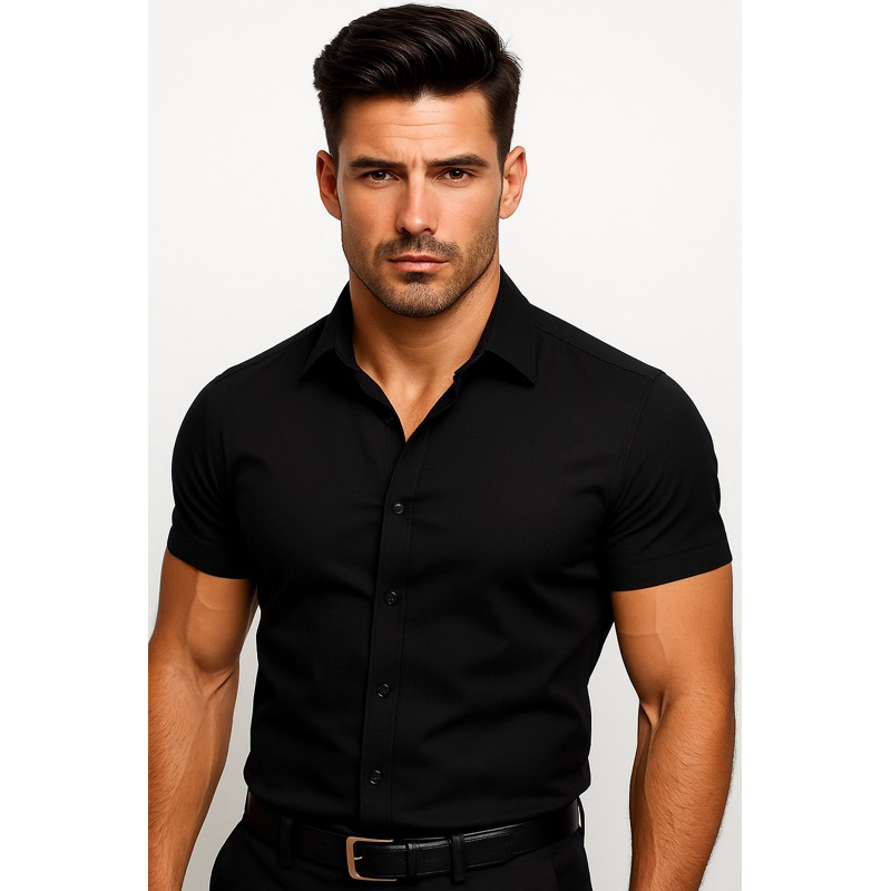Camisa Masculina Manga Curta Slim Fit Luxo Pronta Entrega Varias cores