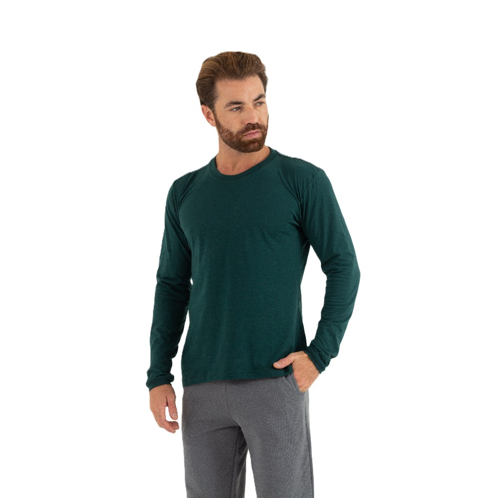 Camiseta Masculina Manga Longa Flame Algodão Poliéster Básica Regular Fit