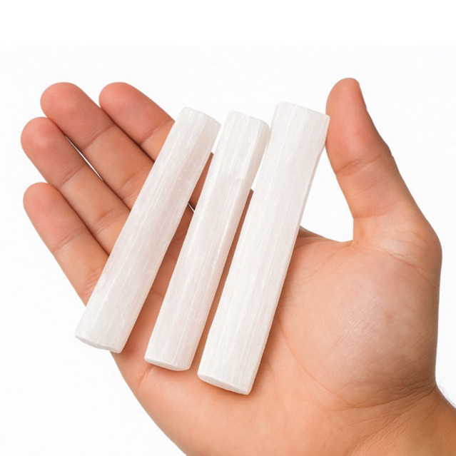 Bastão de Selenita Branca P Bruta Natural limpeza energética e paz espiritual