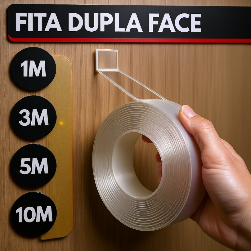 Fita Dupla Face Extra Forte Transparente Adesiva Cola Para Melhoria Da Casa Resistente Parede Móvel Porta 1m 3m 5m 10m
