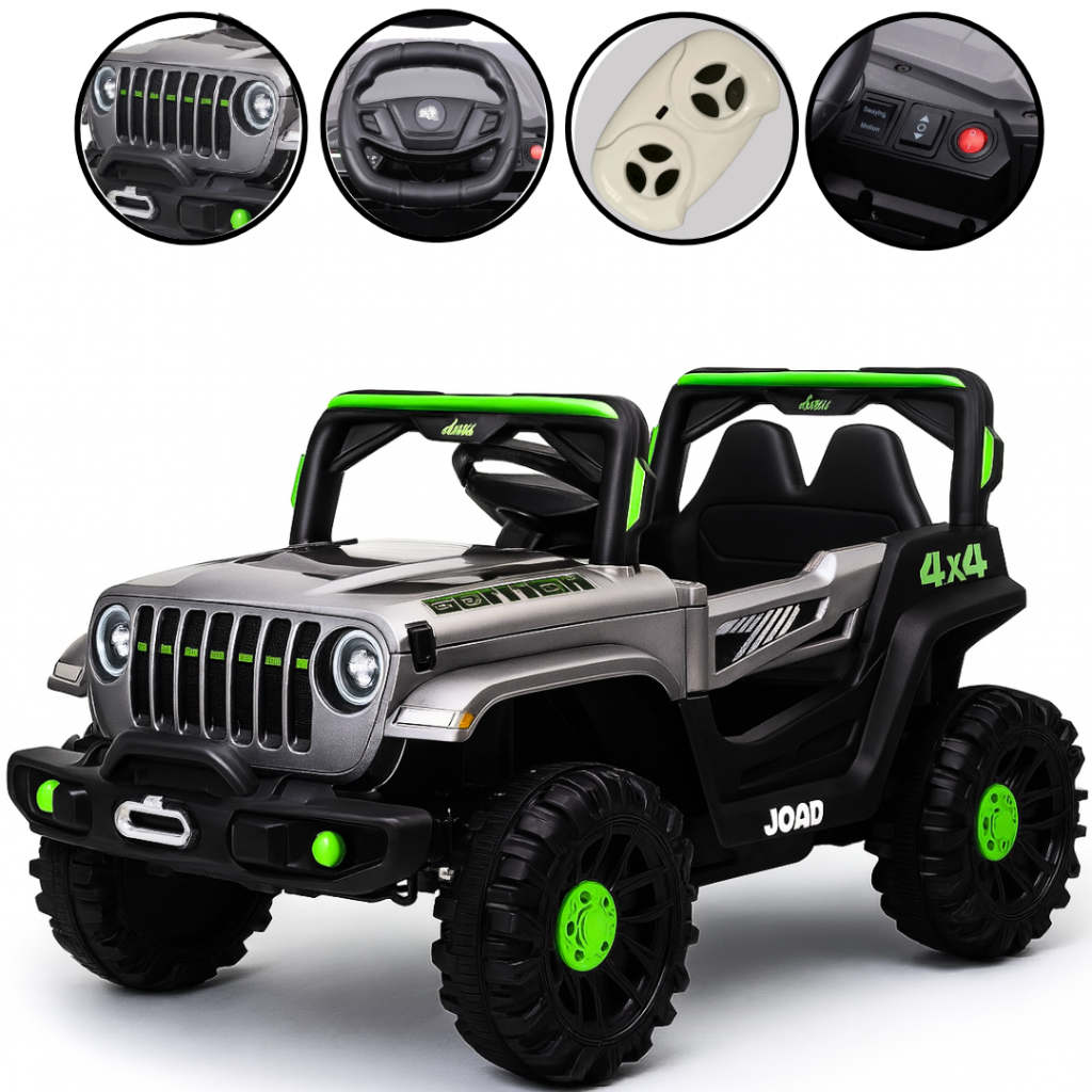 Carro Elétrico Quadriciclo Jeep Off Road 2 em 1 C/Luzes e Som Controle Remoto Acelerador de Pé