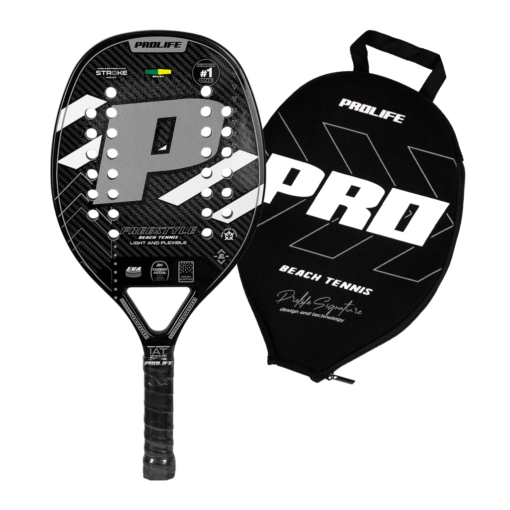 Raquete Beach Tennis Freestyle 100% Fibras de Carbono 3K + Capa Original Prolife