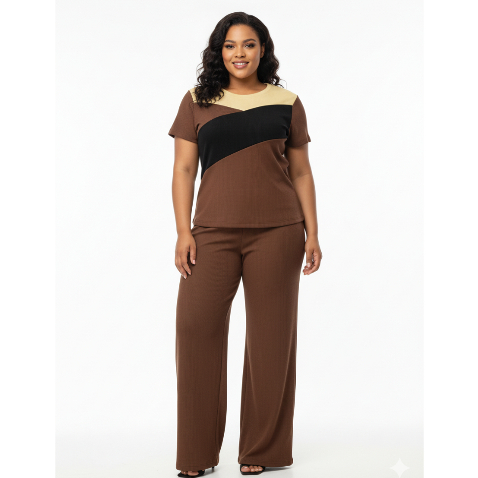 Conjunto Anaruga de Malha Blusa e Calça Pantalona Com bolso Confortavel Atemporal Casual *PreçoBaixo* Lua Chic