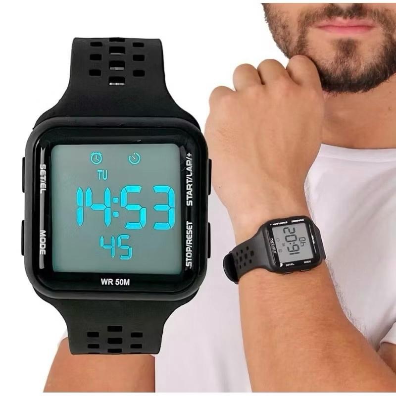 [PT01]Relógio Digital Masculino Esportivo Quadrado Pallyjane ⌚ À Prova D’Água 30M com Alarme, Cronôm