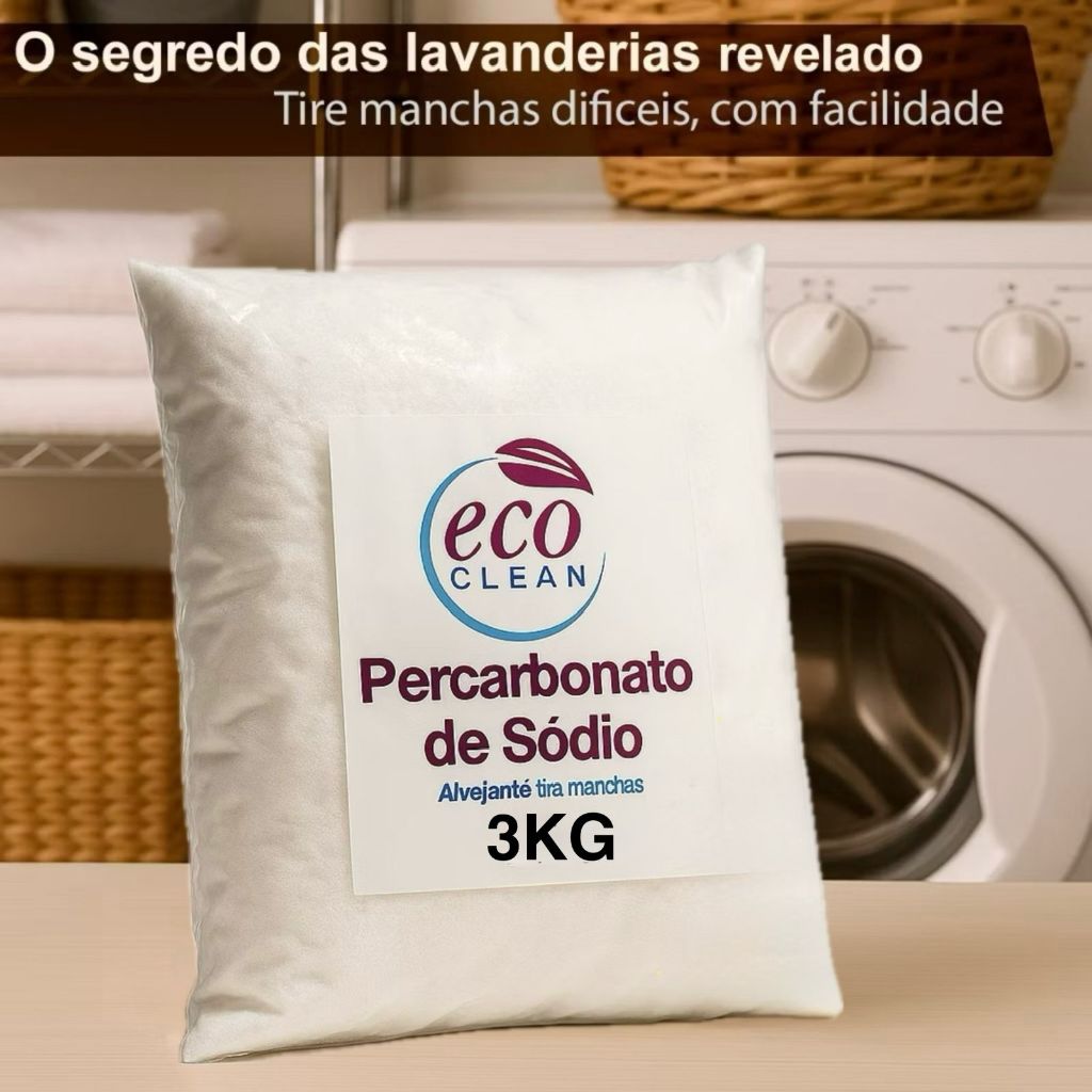 Percarbonato De Sódio 3kg 2kg e 1kg 100% PURO Alvejante Tira Manchas Roupa Branca e Colorida