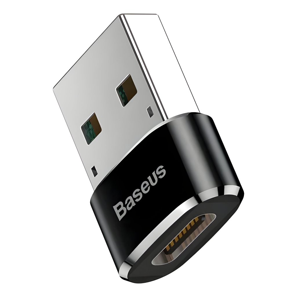 Adaptador de Dados e Carregamento Baseus USB-C fêmea para USB Macho 2.0 Cor Preta