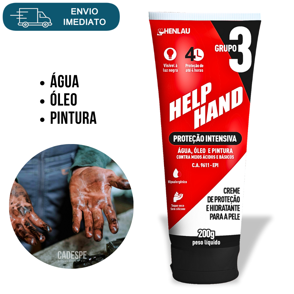 Creme De Proteção Intensiva Luva Química Grupo 3 Pele Mãos Químicos Óleo Pintura - Help Hand Ca 9611