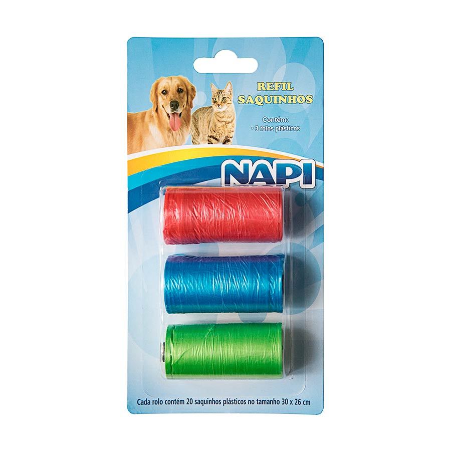 Refil Cata Caca com Três Rolos Plásticos para Cães e Gatos