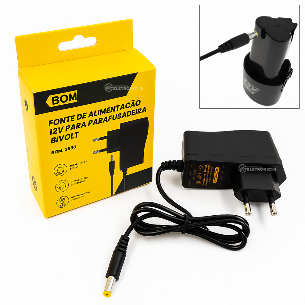 Carregador De Bateria Lítio 12V 12.6V Pino Padrão DC – BOM5590