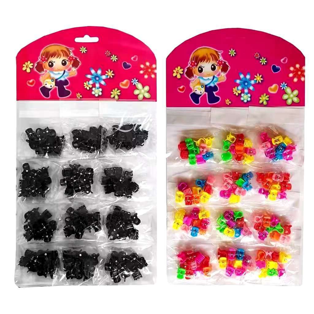 Kit 96 Mini Piranha Presilha Grampo de Cabelo Infantil Fofo Feminino Colorido/Preto