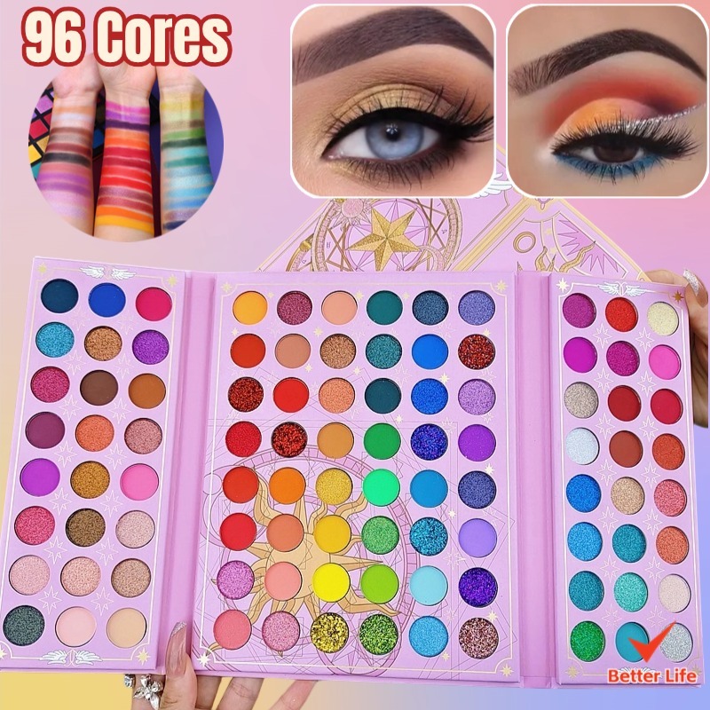 Paleta De Sombra 96 Cores Perolada Fosca Com Glitter Longa Duração, Paleta de Maquiagem-BT