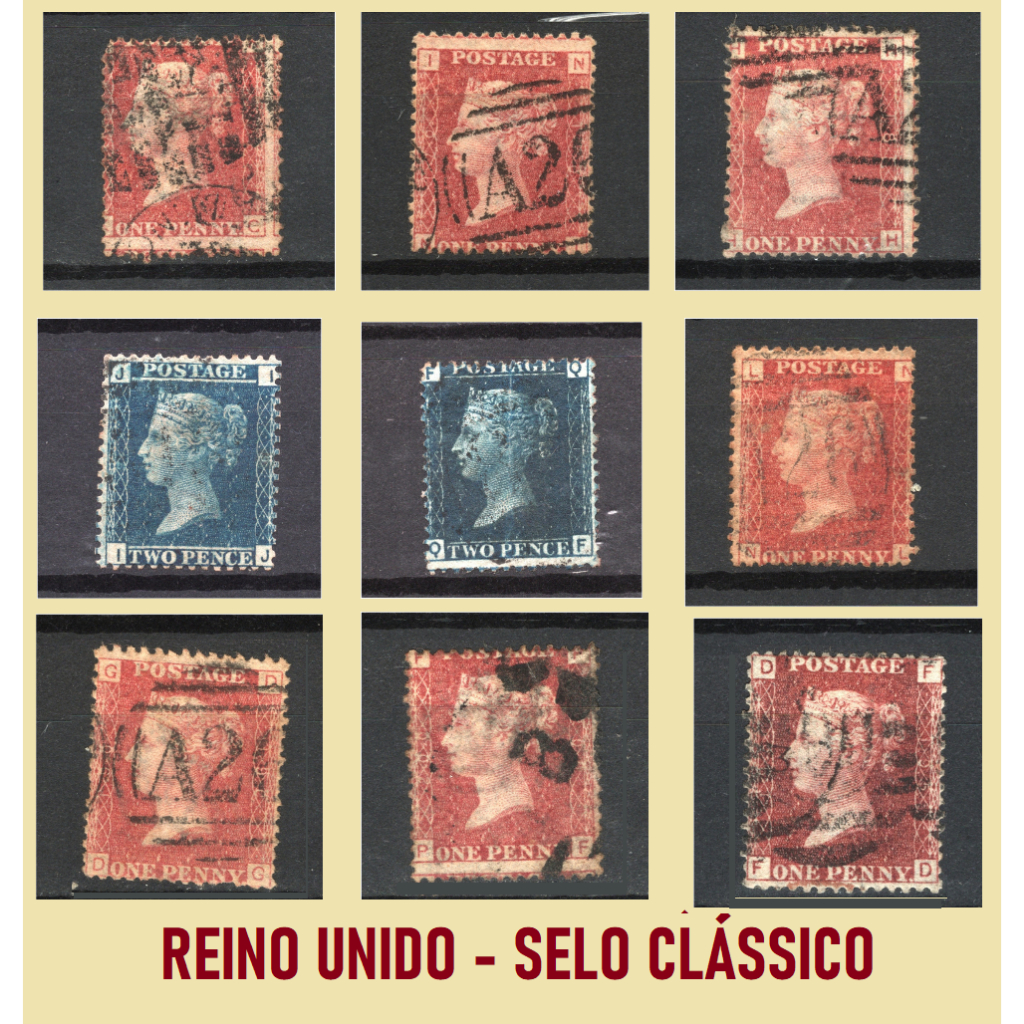 SELO CLÁSSICO DO REINO UNIDO - ONE PENNY - USADO - Entre 1858 a 1867