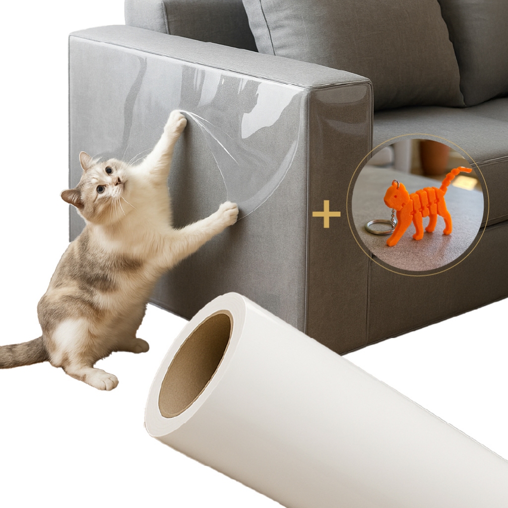 Protetor De Sofá Móveis Adesivo Gatos Pets Anti-arranhão Arranhador Transparente 30X300cm + BRINDE