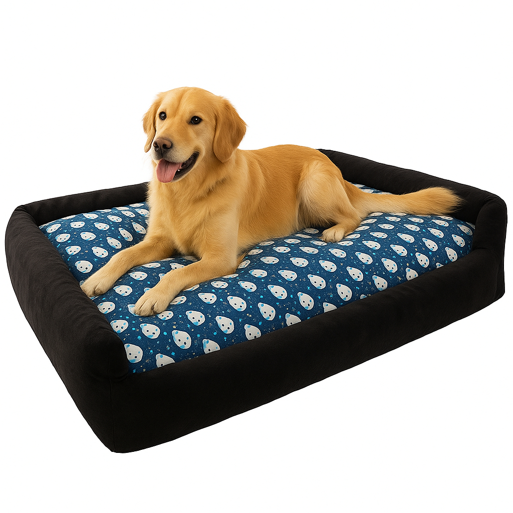 Cama Para Cachorro Grande 100x70 Cm e Media 70x50 - 100% Lavável Confortável - Dog azul