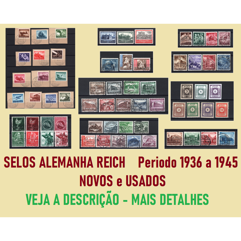 SELOS ALEMANHA_REICH -1936 a 1945 - NOVOS e USADOS - Boas condições - Lotes a escolher