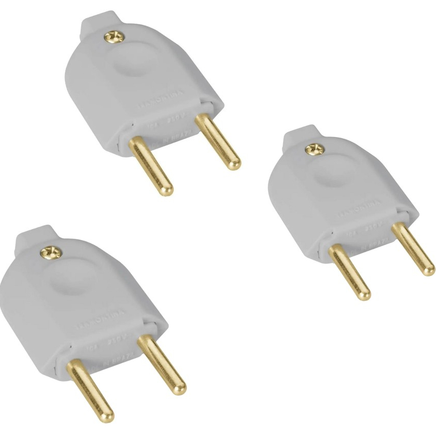 Kit 10/5/3 Pino Macho Branco Plugue Adaptador de Tomada 2 Pinos 10A 20A [Envio HOJE]