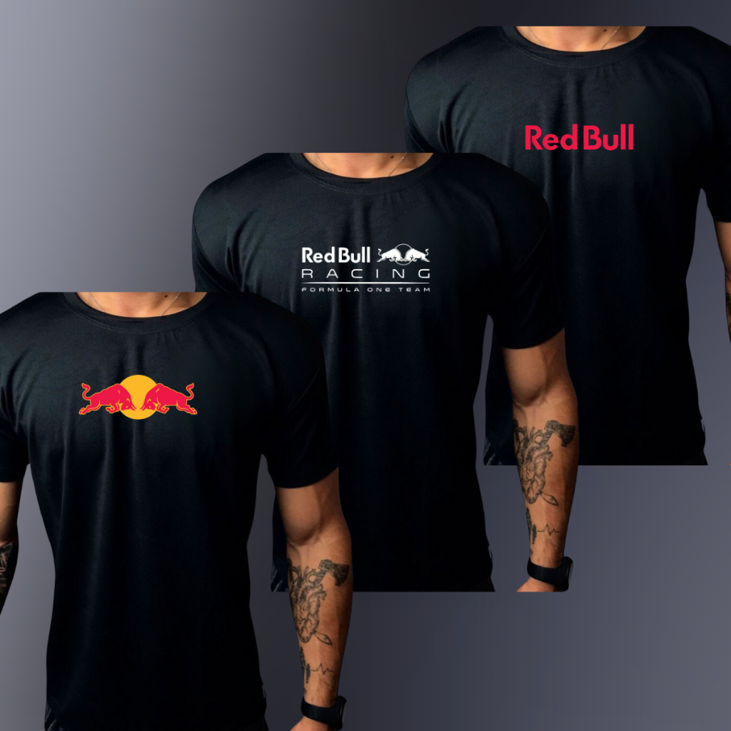 Kit Com 3  Camisa Dry FIT Masculino MIX "RED-BLL" Camiseta Premium Academia Treino Esportiva Corrida