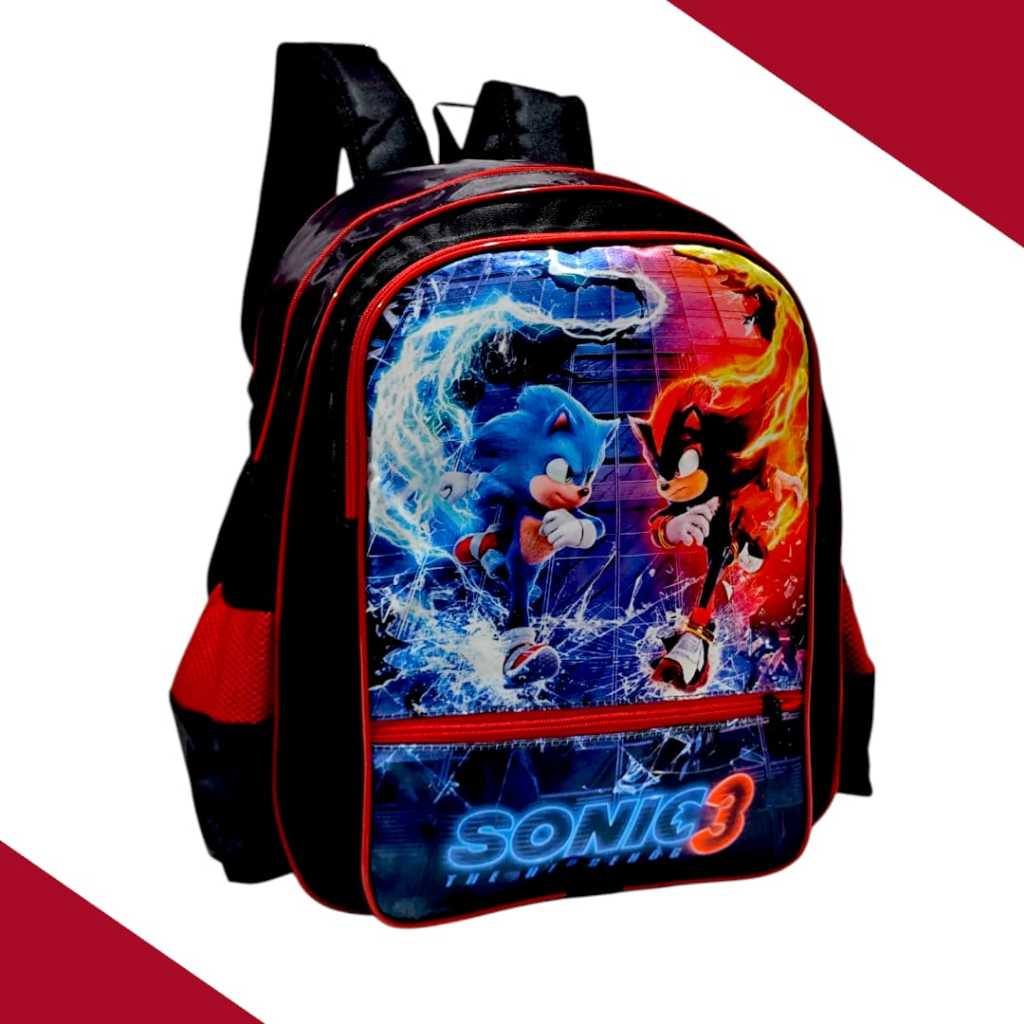 Mochila Sonic adolescentes para viagens, bolsa escolar