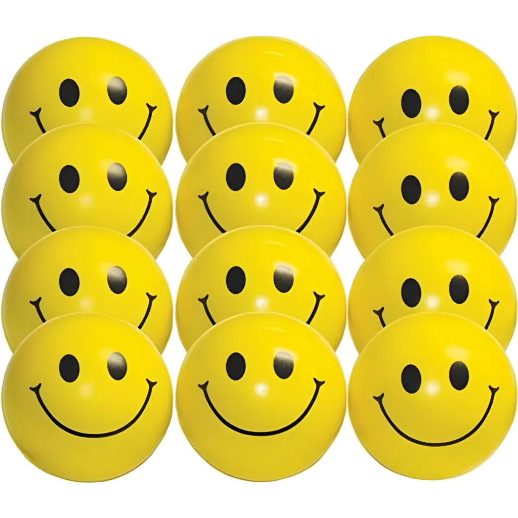 Kit Com 12 Bola Macia Fisioterapia Anti Stress Massagem Bola/Smile/Mapa Mundial Globo/Futebol