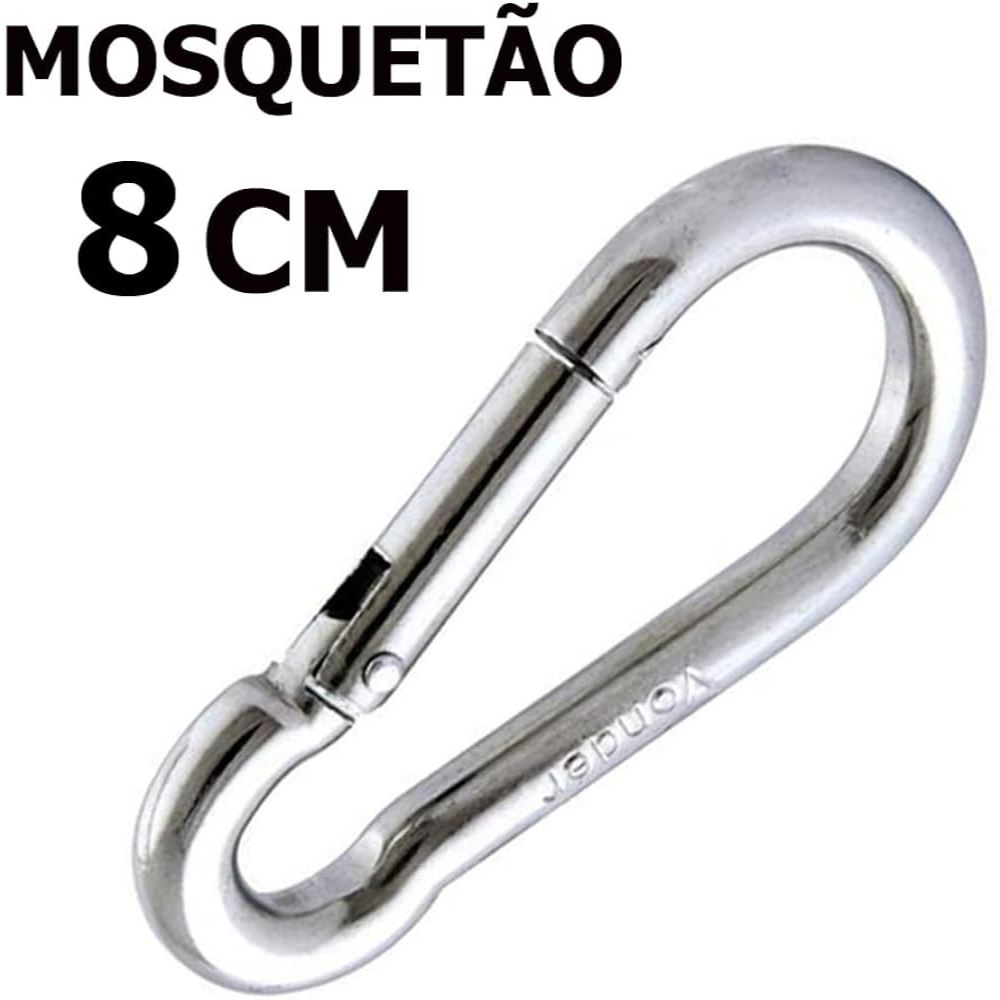 Kit 10 Mosquetão 8cm Aço Galvanizado Suporta 230kg Para Academia e Uso Profissional