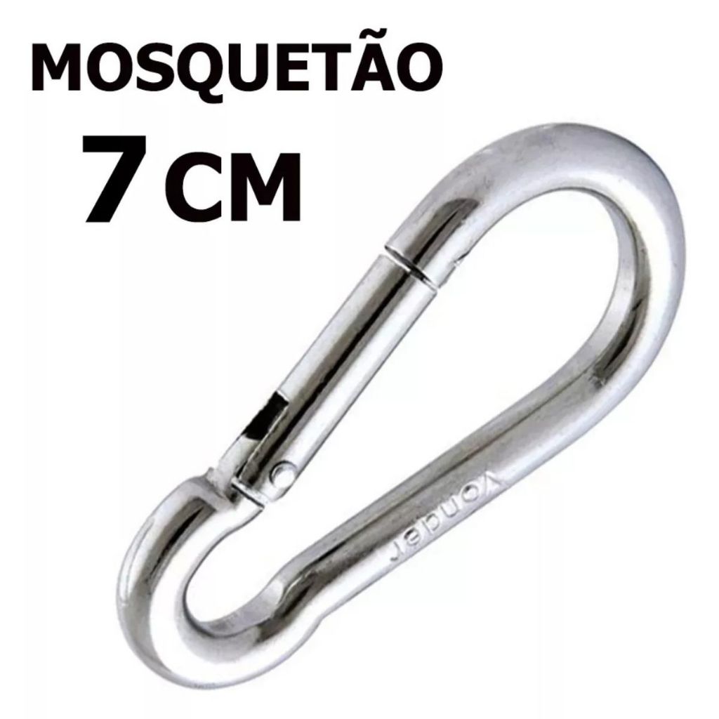 Kit 8 Mosquetão 7cm Aço Galvanizado Suporta 180kg Para Academia e Uso Profissional