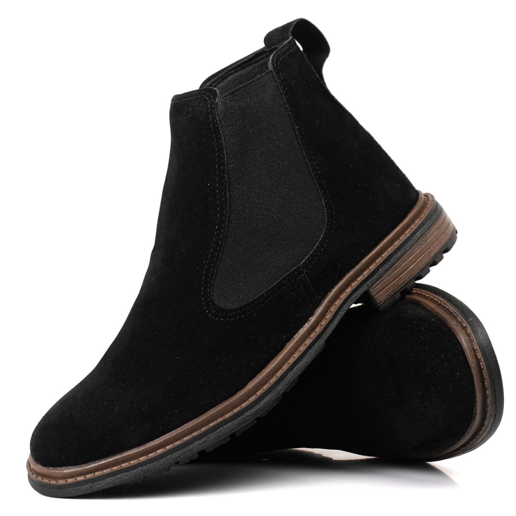 Botina Chelsea Masculina Camurça Preta ou Café | Casual Elegante Confortável do 38 ao 44