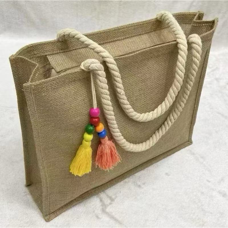 Bolsa Praia Com Zíper Grande Pallha Sintética EcoBag Juta Sacola Moda Verão Feminina Ombro