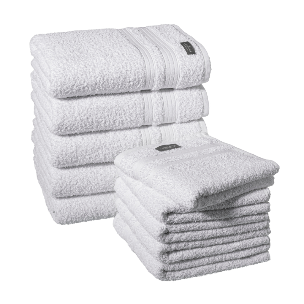 Kit 10 Toalhas 5 Banho e 5 Rosto Modelo Anna - Branca Padrão Hotel Macia Spa Pousadas Airbnb Hostel