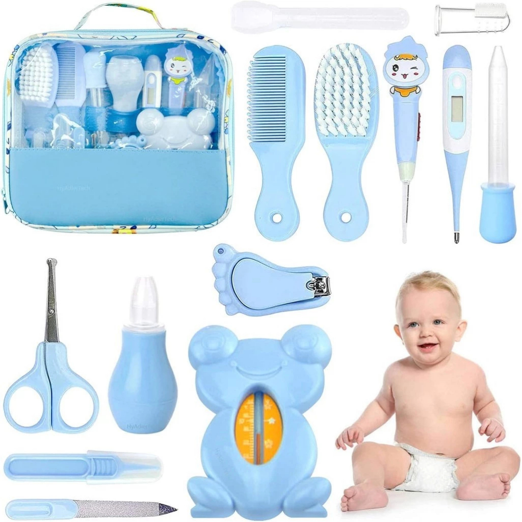 Kit 13 Higiene Cuidado Bebê Recém Nascido Essencial 13 Peças Cuidados Com O Bebê Recém Cortador Escova Cabelo Unha Pente