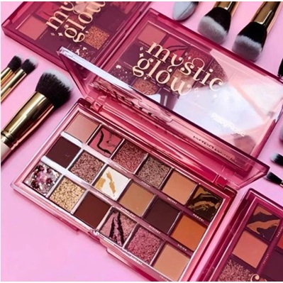 Paleta De Sombras Profissional Mystic Glow Ruby Rose 18 Cores – Matte, Cintilante, Marmorizada e Gel