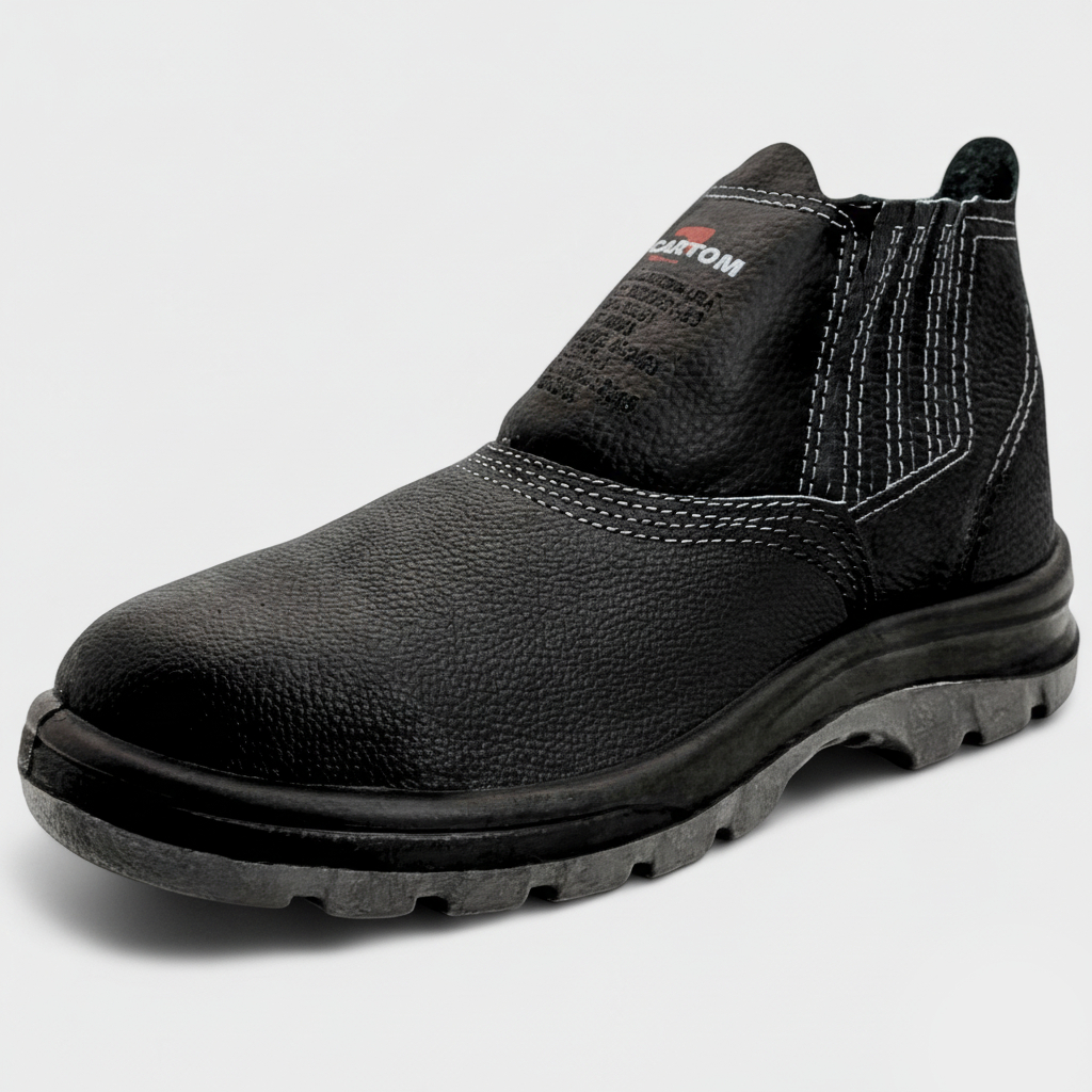 Botina De Segurança Biqueira de PVC Bidensidade Cartom Flex EPI CA15081 Couro 026PVC - Preto