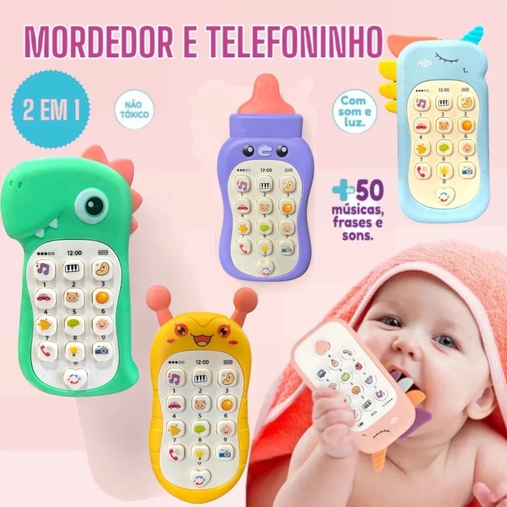 Celular Infantil Telefone Interativo Musical Unicórnio Bebê ou celular Dinossauro