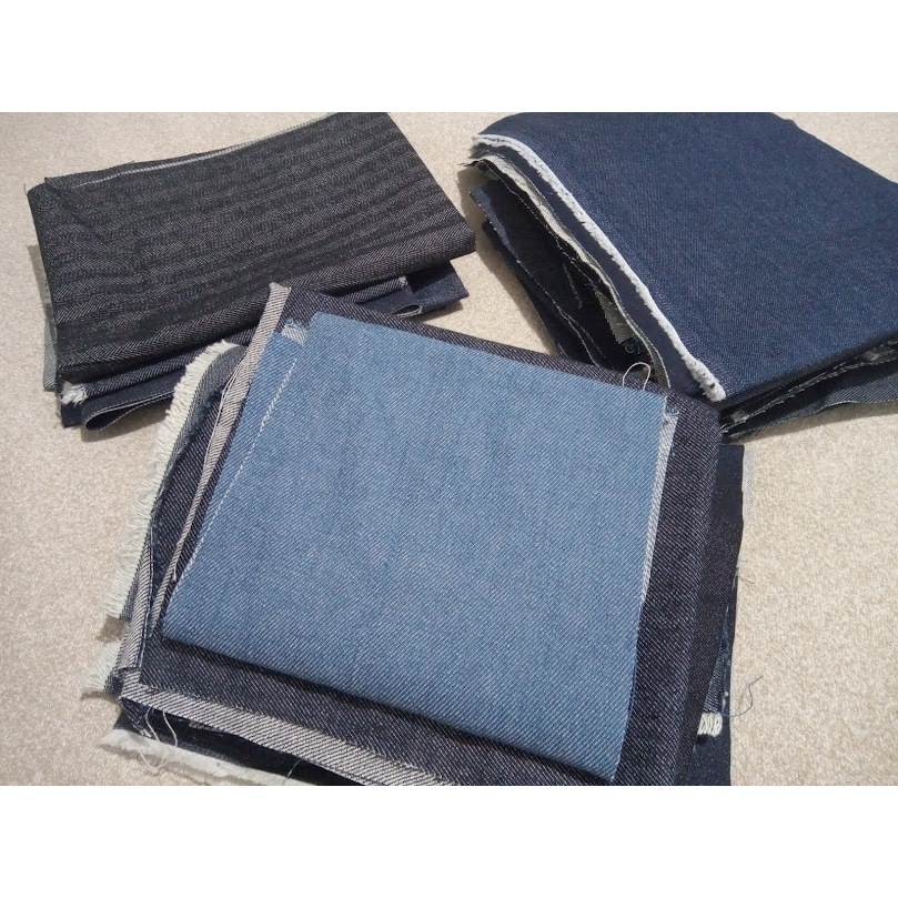 1 kg retalhos tecidos jeans pequenos com tamanhos a partir de 30cm x 15cm para fazer patchwork e artesanatos
