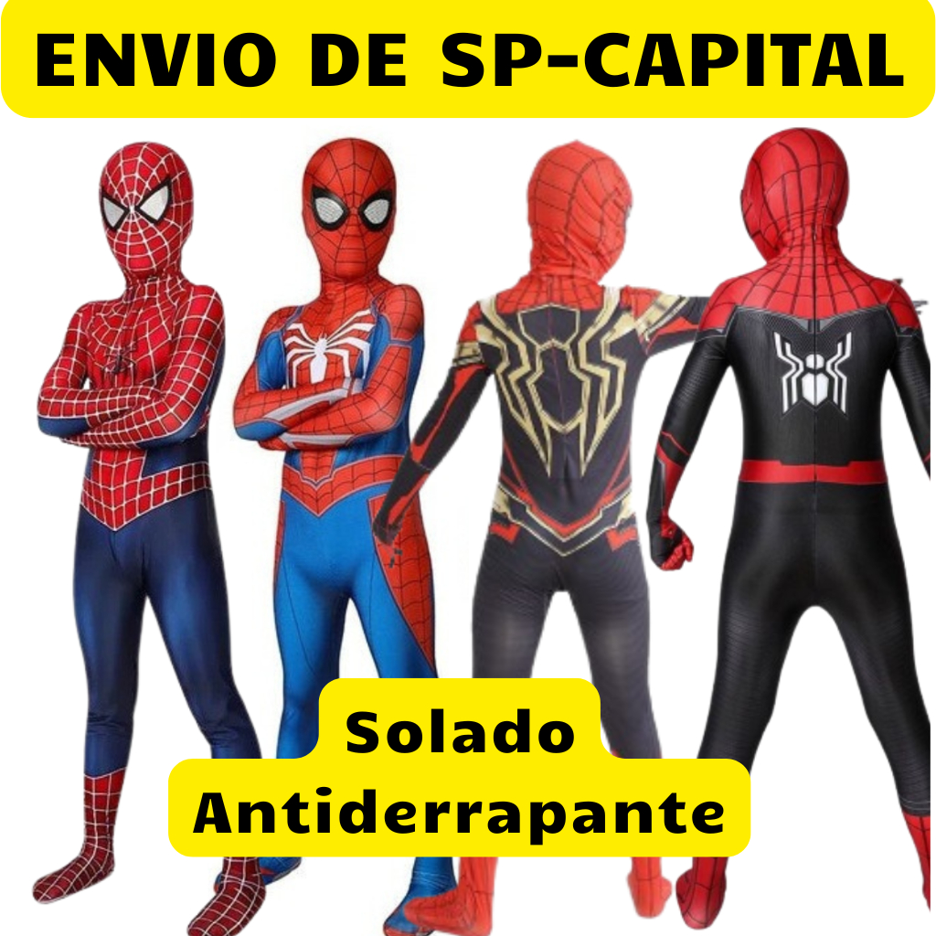 Fantasia Homem Aranha Completa 2026 Solado Antiderrapante Premium Adulto e Infantil Novo dia Filme