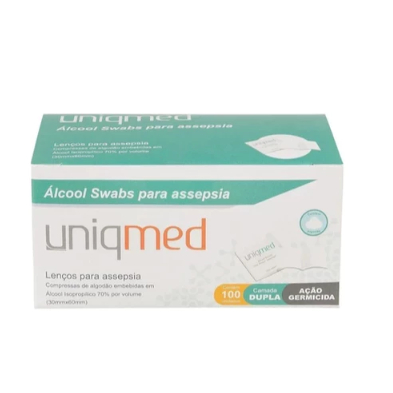 Álcool Swab Uniqmed 70% – Prático e Higiênico (Kit c/100)