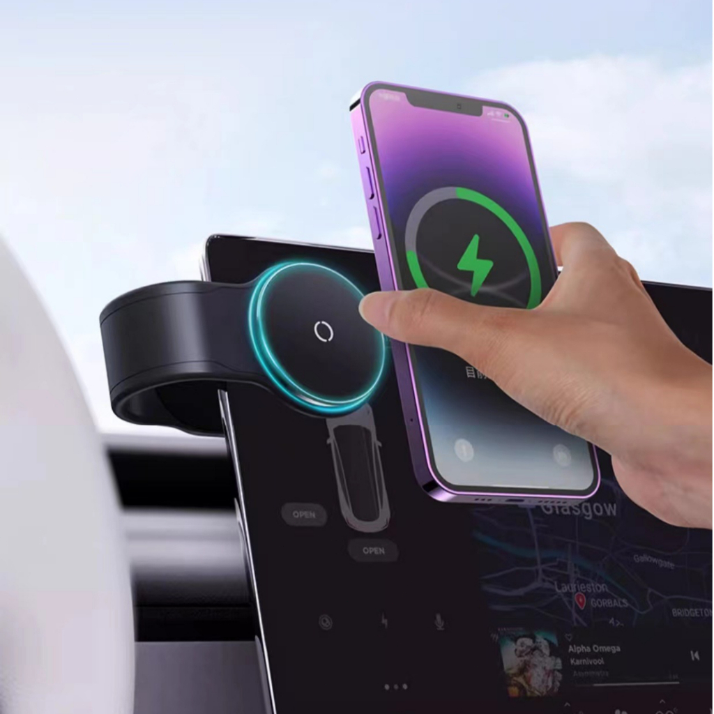 Suporte magnético 2 em 1 com carregamento sem fio para carro, suporte de celular giratório 360° e navegação universal J8