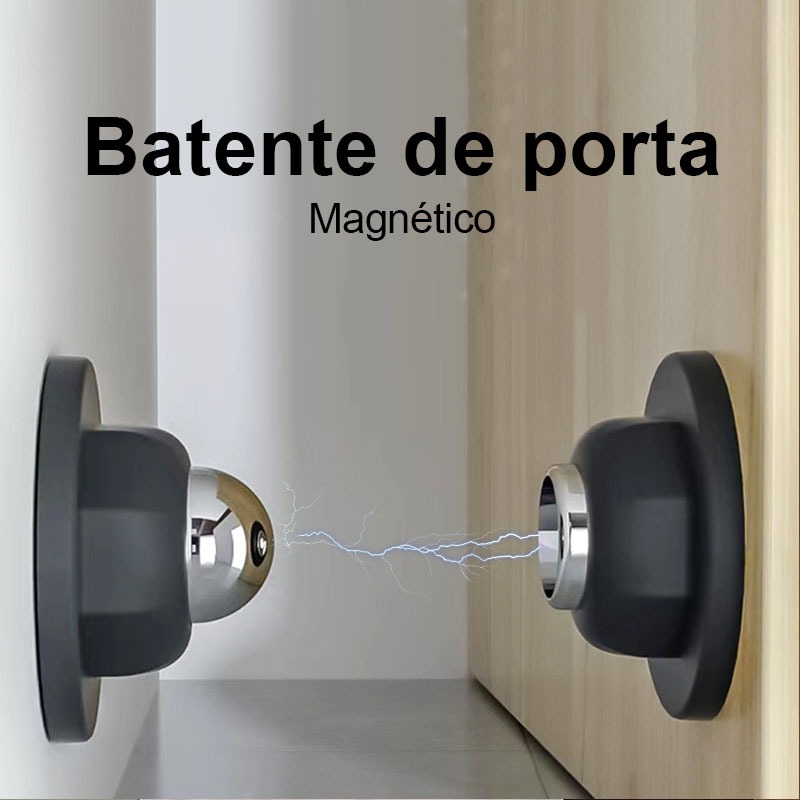 Prendedor Trava De Porta Batedor Fixador Imã Magnético Inox Preto