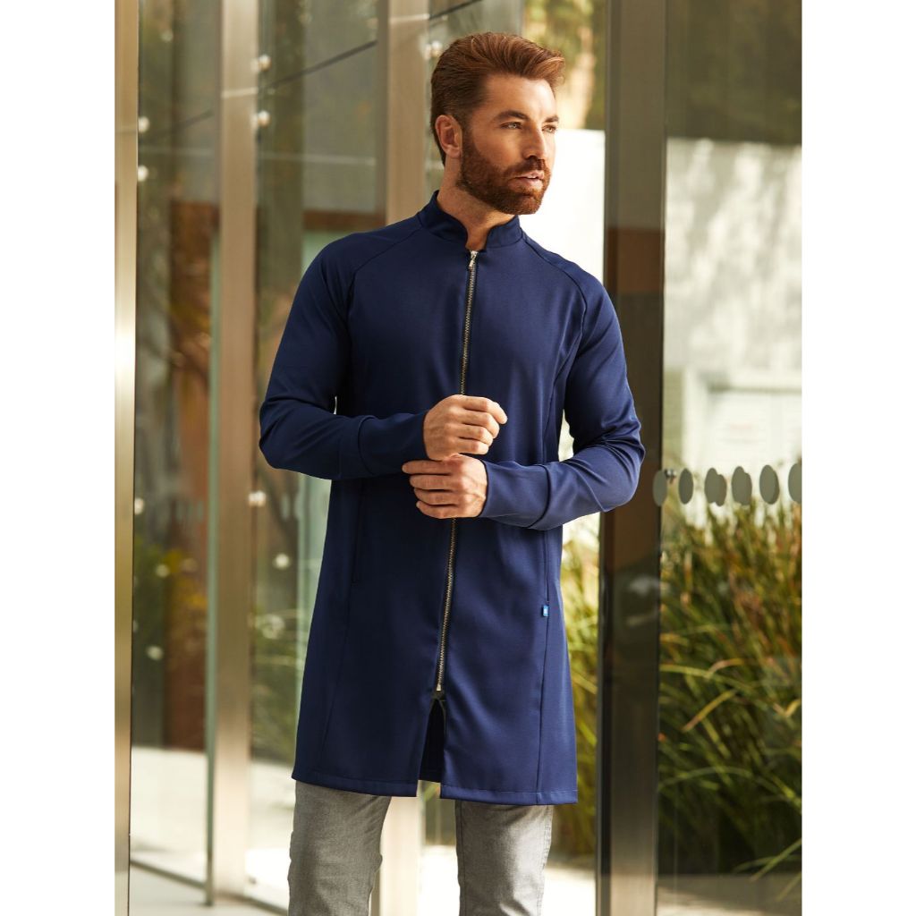 Jaleco Gola Padre Gabardine Com Elastano Zíper Masculino