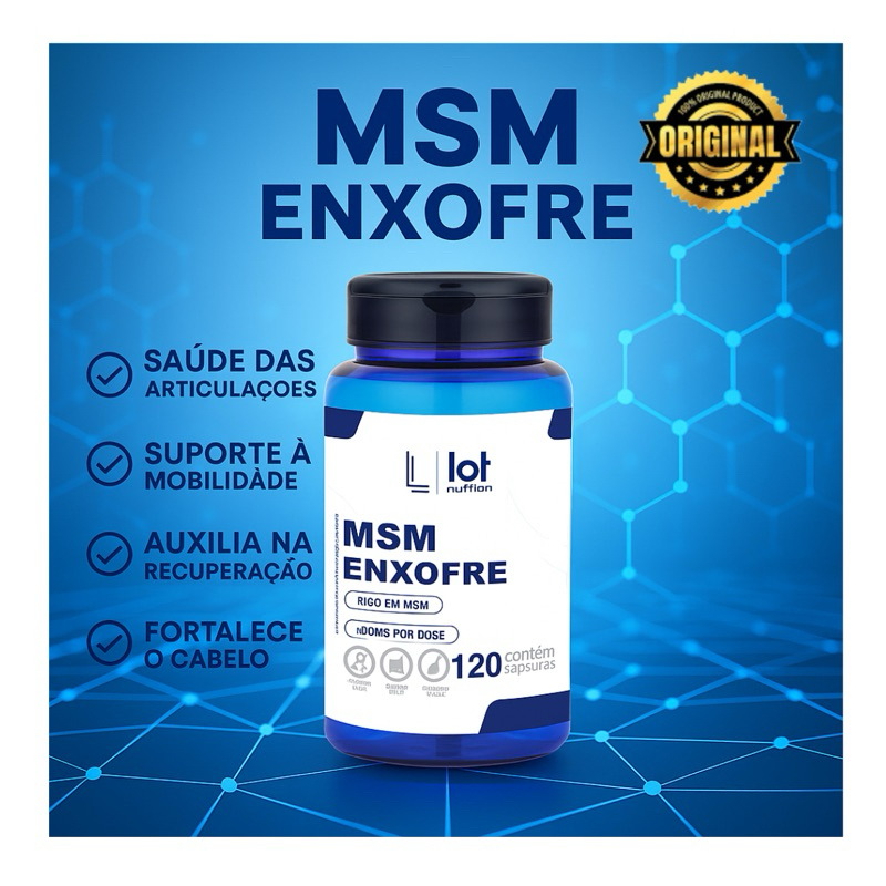 MSM Enxofre Orgânico 120 Cápsulas Metilsulfonilmetano Suplemento Lot Nutrition