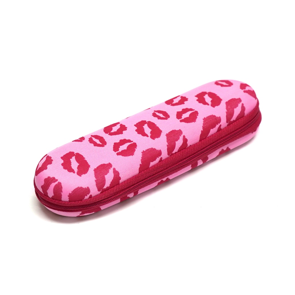 Estojo Organizador Porta Lápis Canetas Escova Talheres 23cm Roxo Preto Estampado