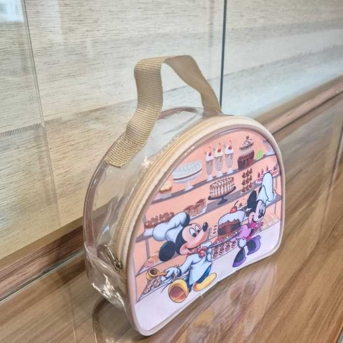 kit Bolsinha lembrancinha meia lua  plástico cristal personalizada para aniversário infantil, festas, empresas