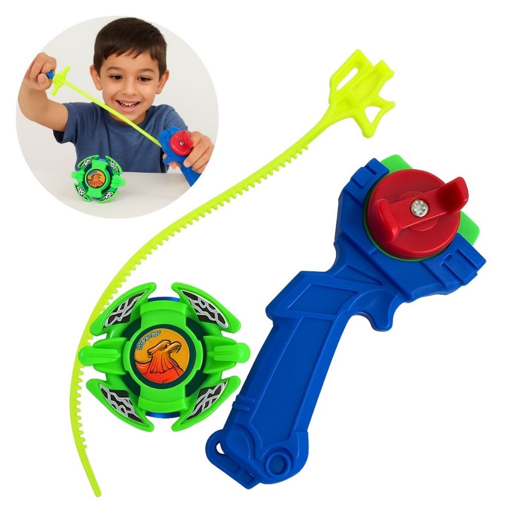 Brinquedo Infantil Divertido Super Pião Com Lançador e Puxador Para Crianças