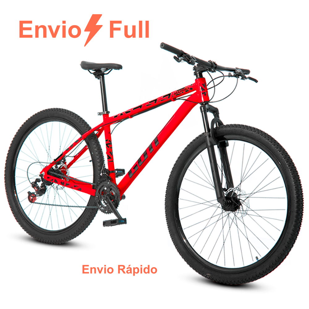 Bicicleta aro 29 Alumínio Vermelho e Preto Gott Mappa1 Freios a Disco Suspensão 21v