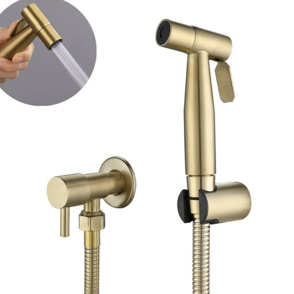 Ducha Higiênica Banheiro Inox 304 Dourada Volta Luxo Gatilho
