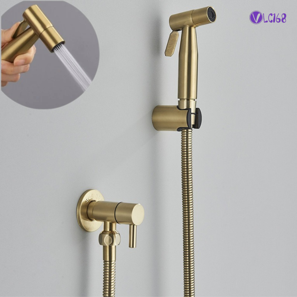 Ducha Higiênica Banheiro Inox 304 Dourada Volta Luxo Gatilho