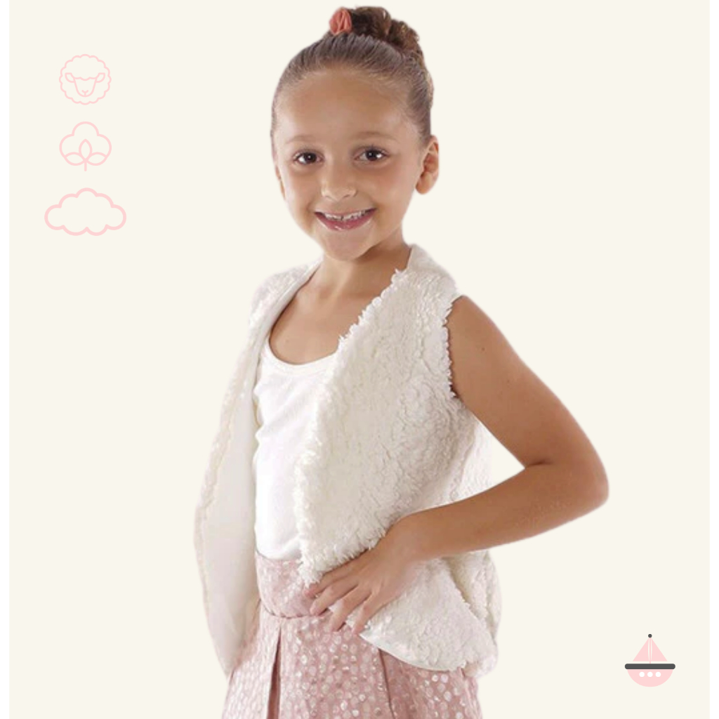 Colete Boho Menina Infantil Delicado De Pelinho Moderno Blogueirinha