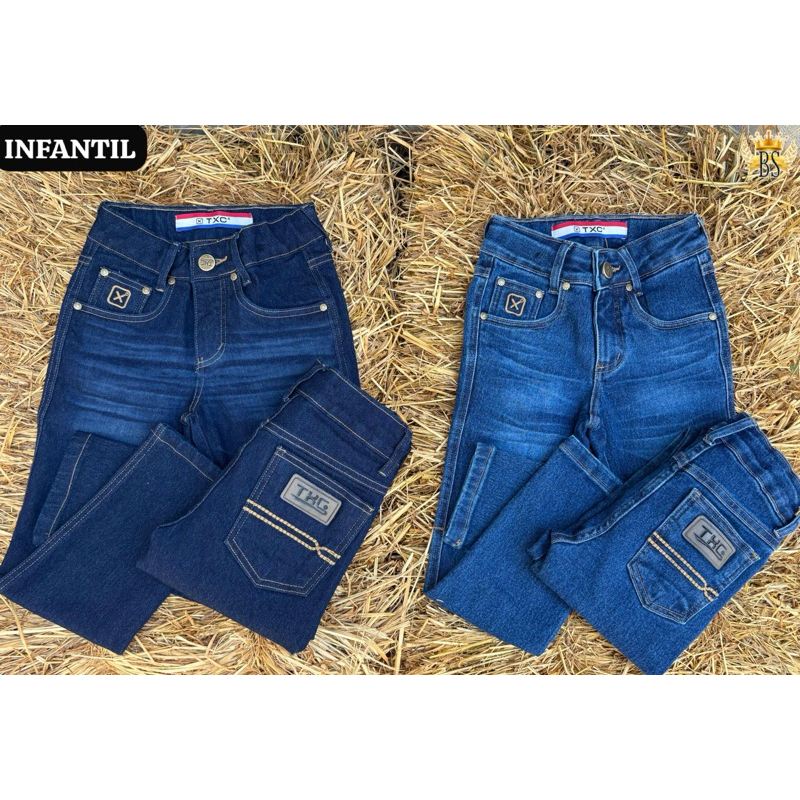 Calça jeans infantil country TXC ,perfeita para quem ama vida no campo,Estilo e conforto para os pequenos!🤠💥